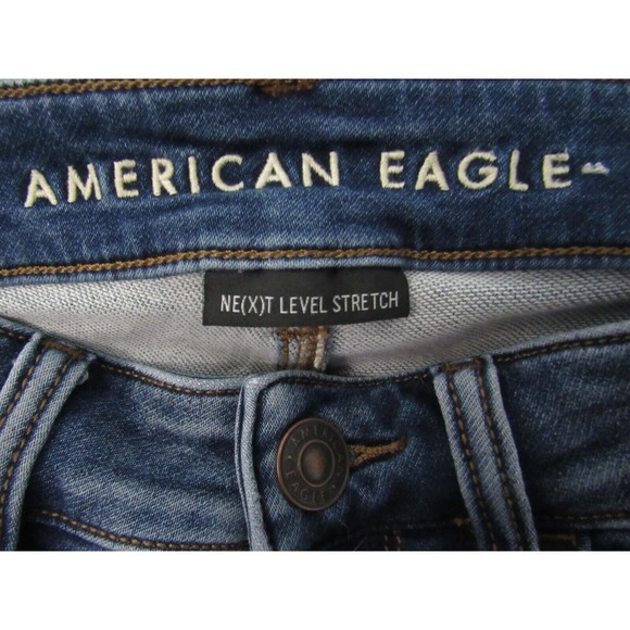 American Eagle Women Jeans Size 2 Blue Hi-Rise Jegging Distressed Blasted Denim - Picture 3 of 4